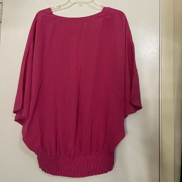 Akris Punto Blouse Top Pink Short Dolman Sleeves Silk Elastic Hem size 8 - Picture 8 of 8